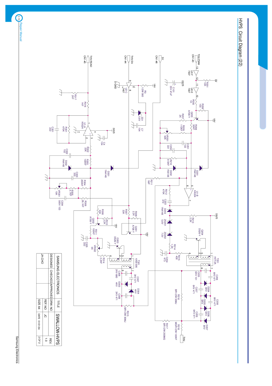 Samsung ML-1200, ML-1210 specifications Hvps Circuit Diagram 2/2 