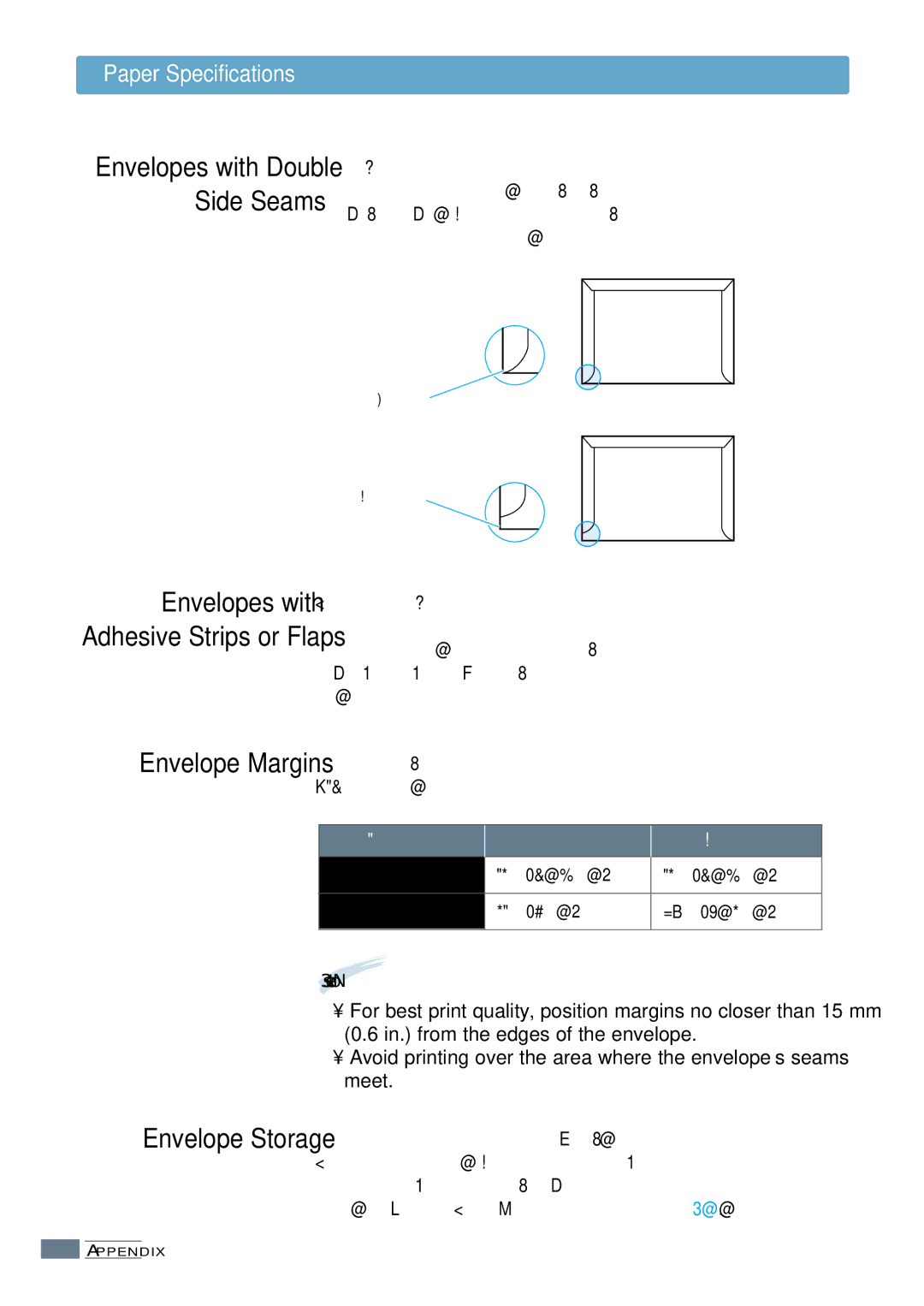 Samsung ML-1200 Series manual Return address, Envelopes with Double Side Seams 