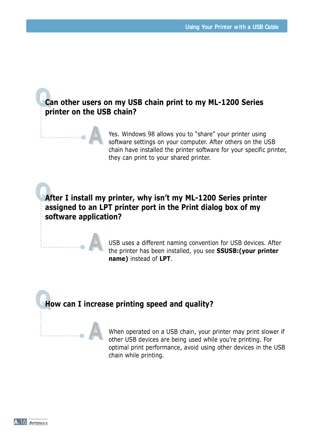 Samsung ML-1200 Series manual QHow can I increase printing speed and quality? 