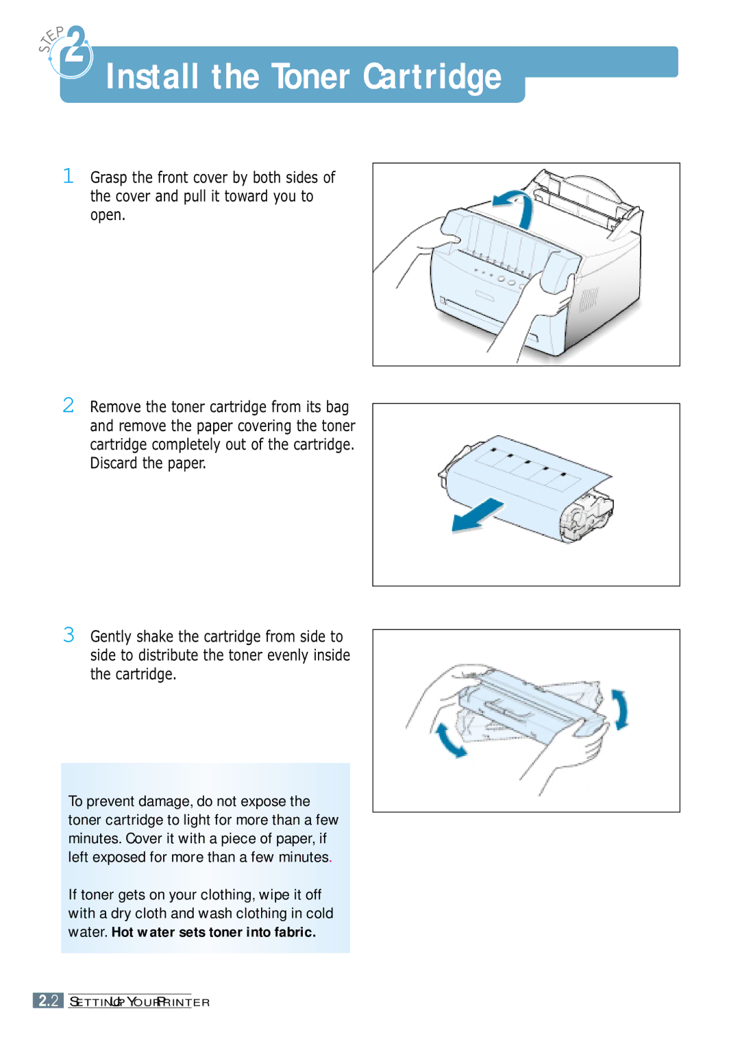 Samsung ML-1200 Series manual Install the Toner Cartridge 