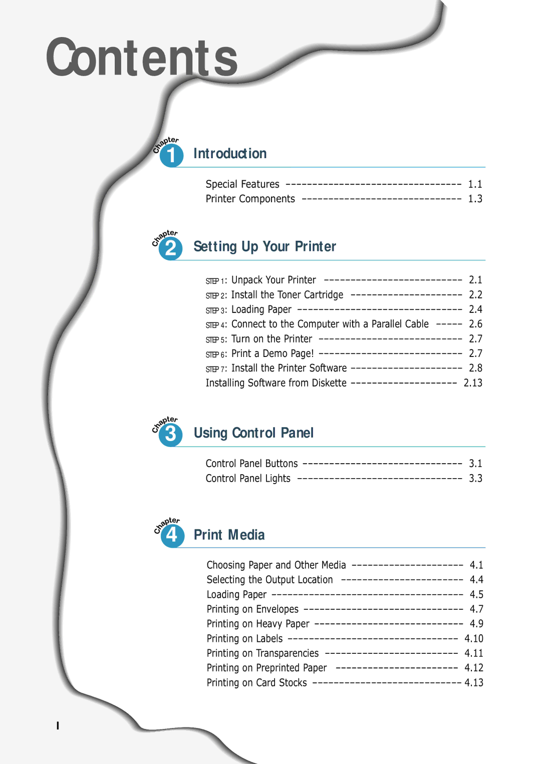 Samsung ML-1200 Series manual Contents 