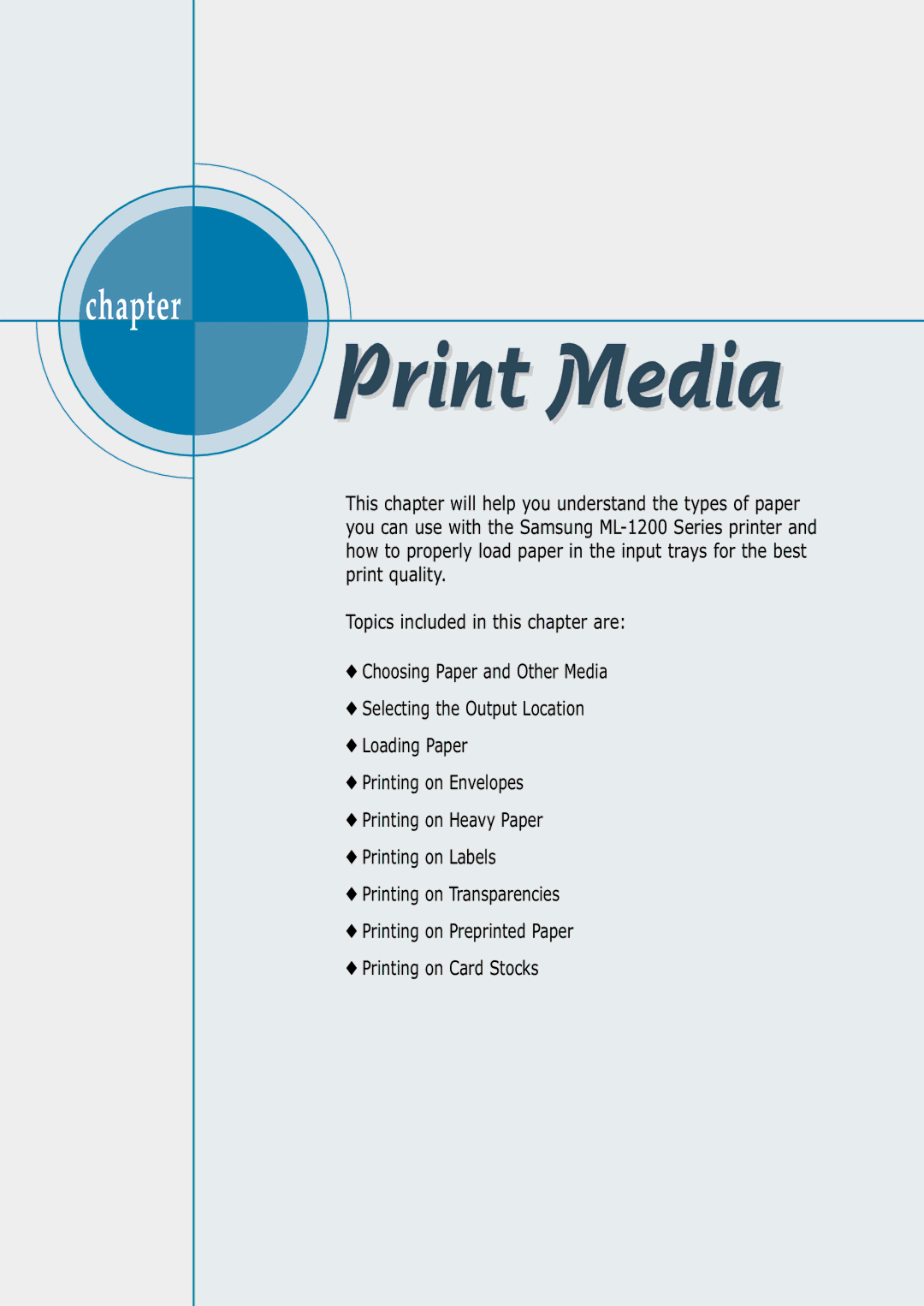 Samsung ML-1200 Series manual Chapter 