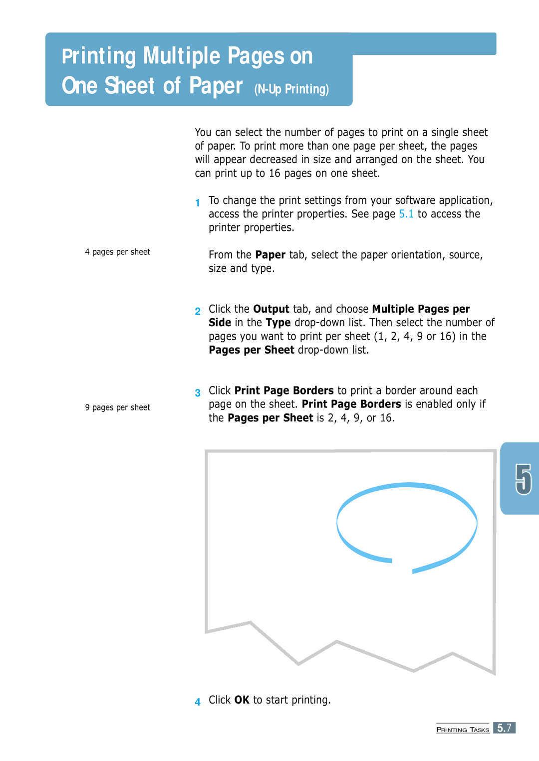 Samsung ML-1200 Series manual Printing Multiple Pages on One Sheet of Paper N-Up Printing 