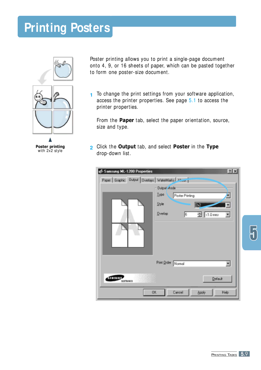 Samsung ML-1200 Series manual Printing Posters 