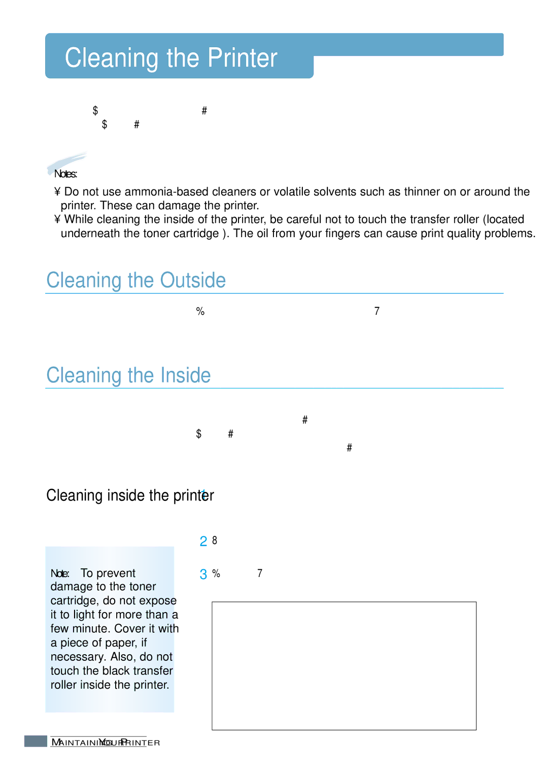 Samsung ML-1200 Series manual Cleaning the Printer, Cleaning the Outside, Cleaning the Inside 