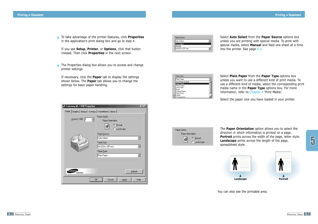 Samsung ML-1200 manual Printing a Document, You can also see the printable area 