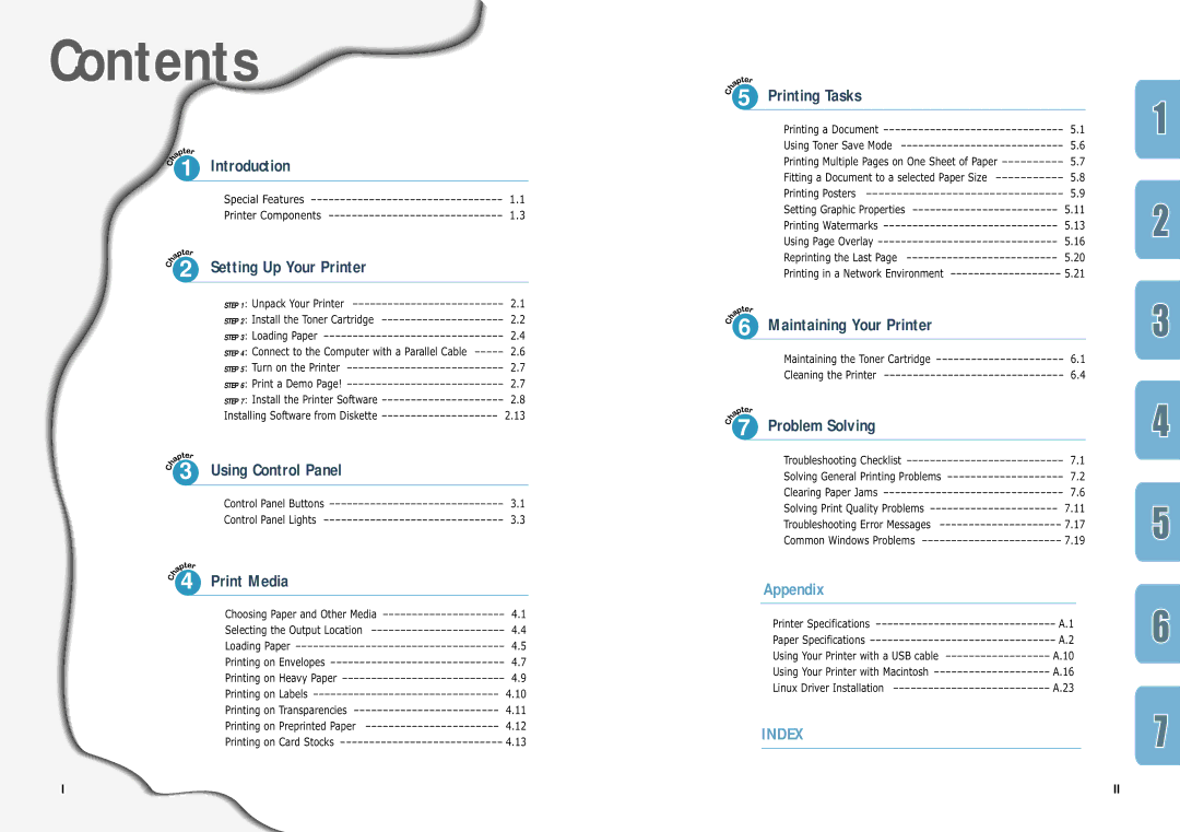 Samsung ML-1200 manual Contents 