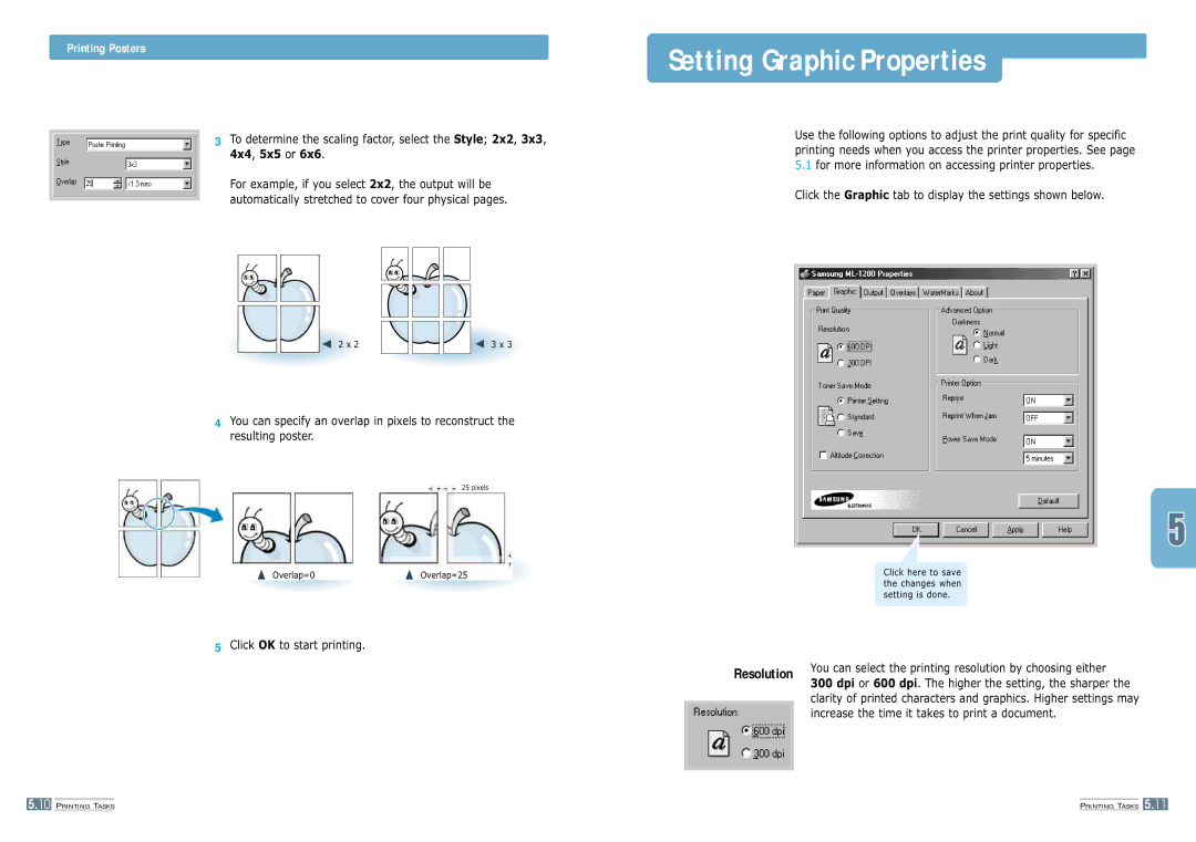 Samsung ML-1200 manual Setting Graphic Properties, Printing Posters 