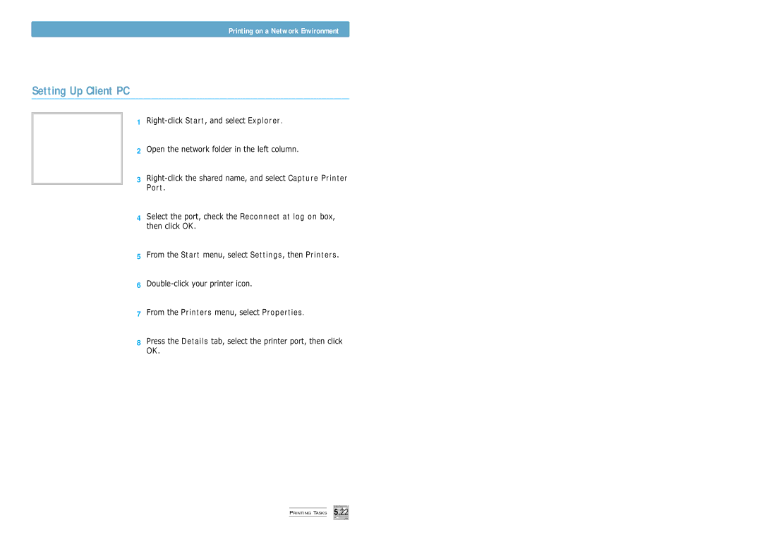 Samsung ML-1200 manual Setting Up Client PC, Printing on a Network Environment 