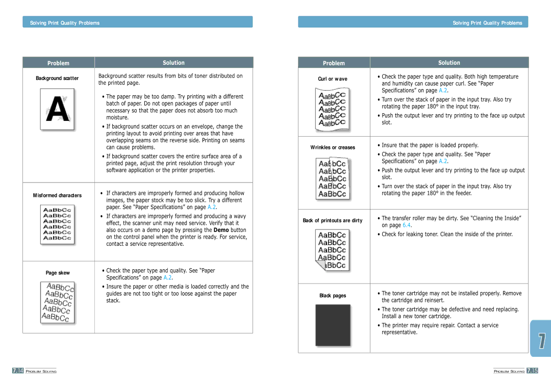 Samsung ML-1200 manual Moisture, Can cause problems, Software application or the printer properties, Stack, Slot 