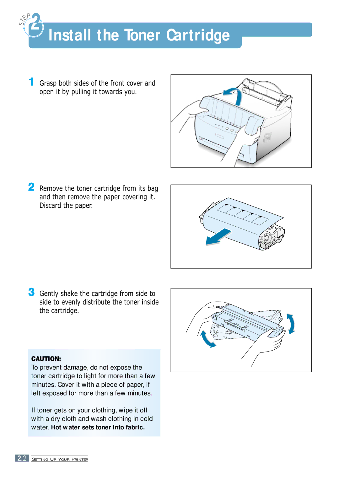 Samsung ML-1250 manual Install the Toner Cartridge 