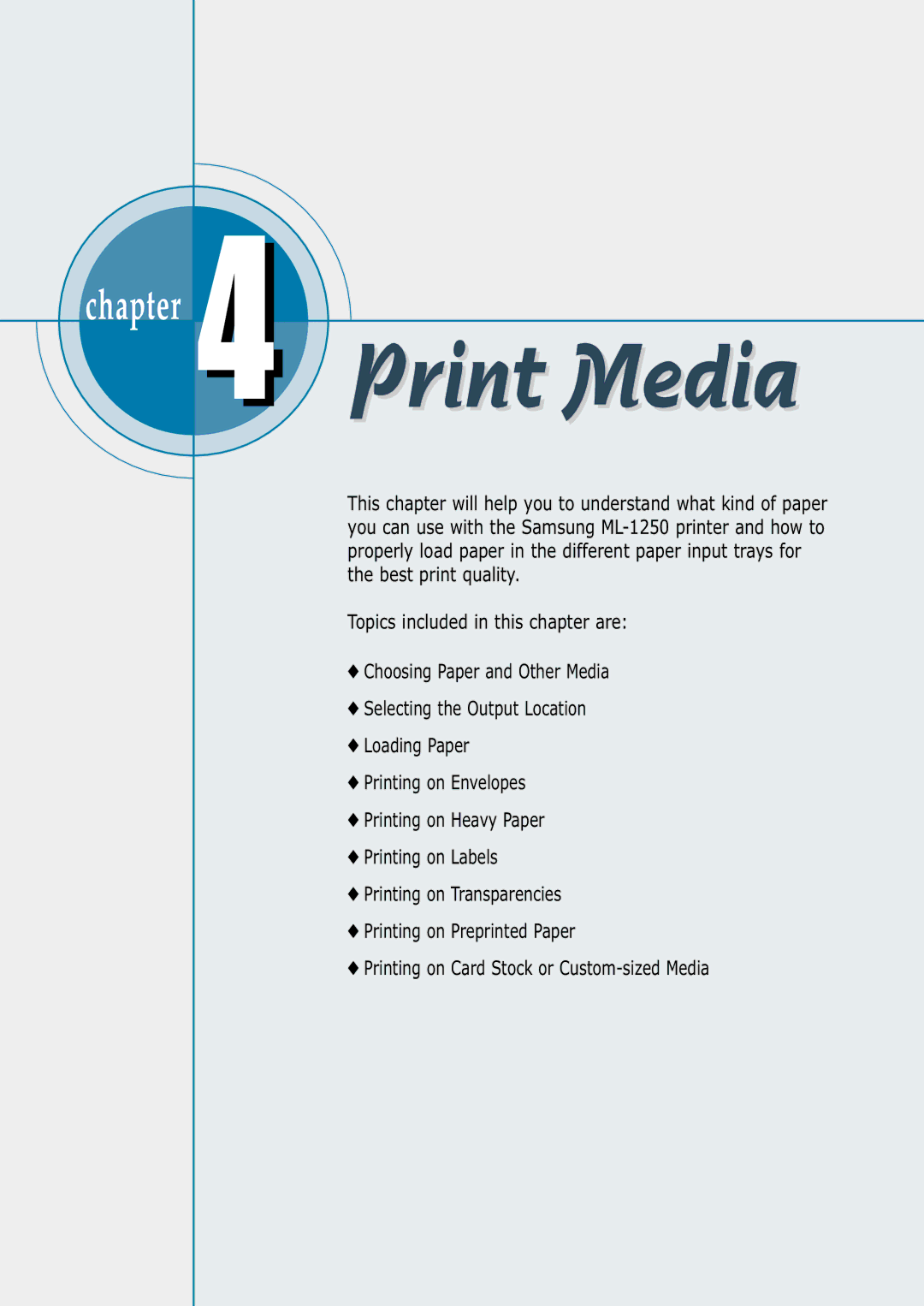 Samsung ML-1250 manual Chapter 