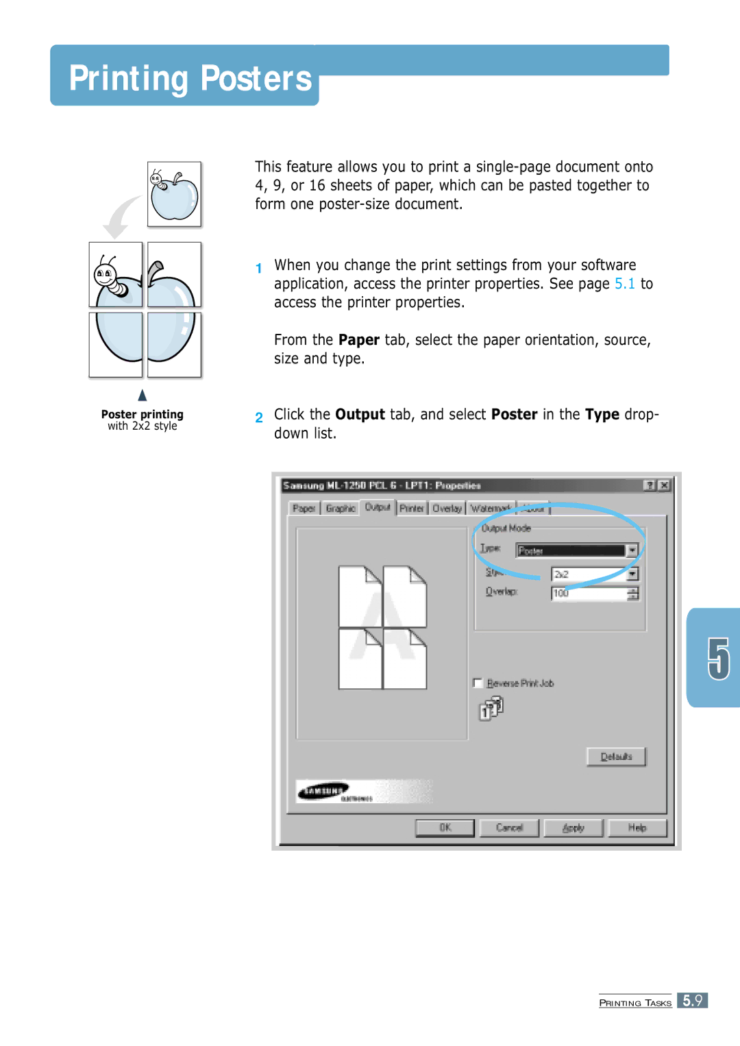 Samsung ML-1250 manual Printing Posters 