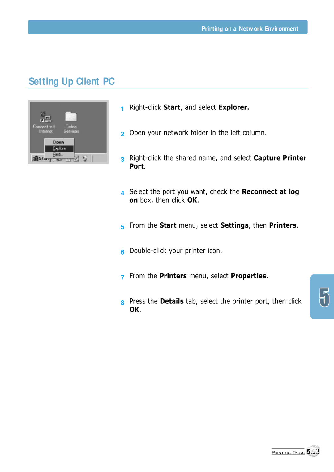 Samsung ML-1250 manual Setting Up Client PC 