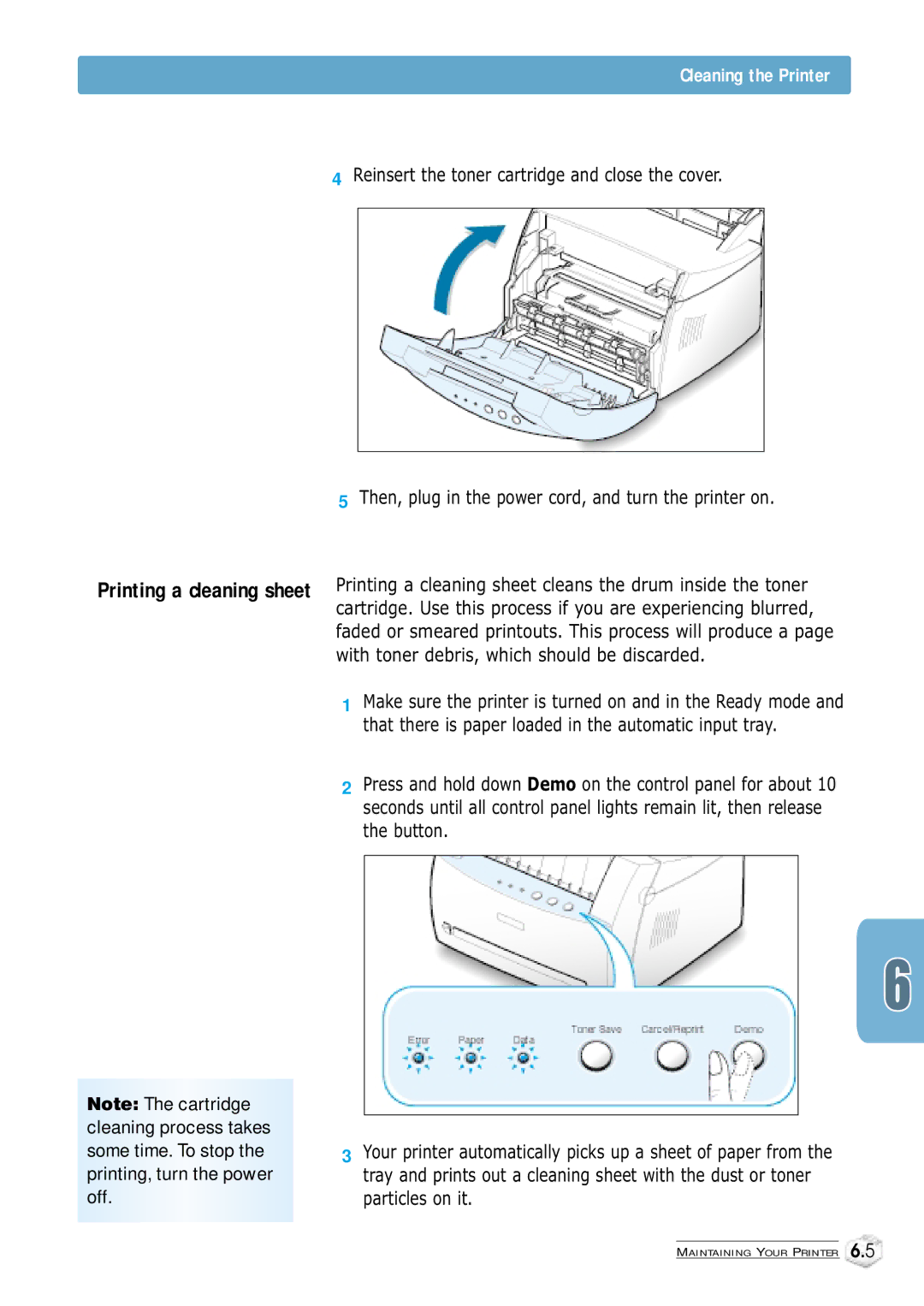 Samsung ML-1250 manual Cleaning the Printer 