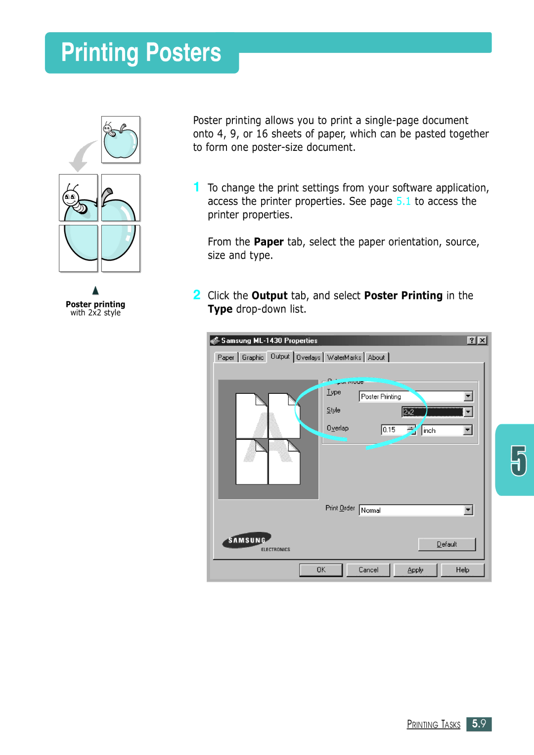 Samsung ML-1430 manual Printing Posters 