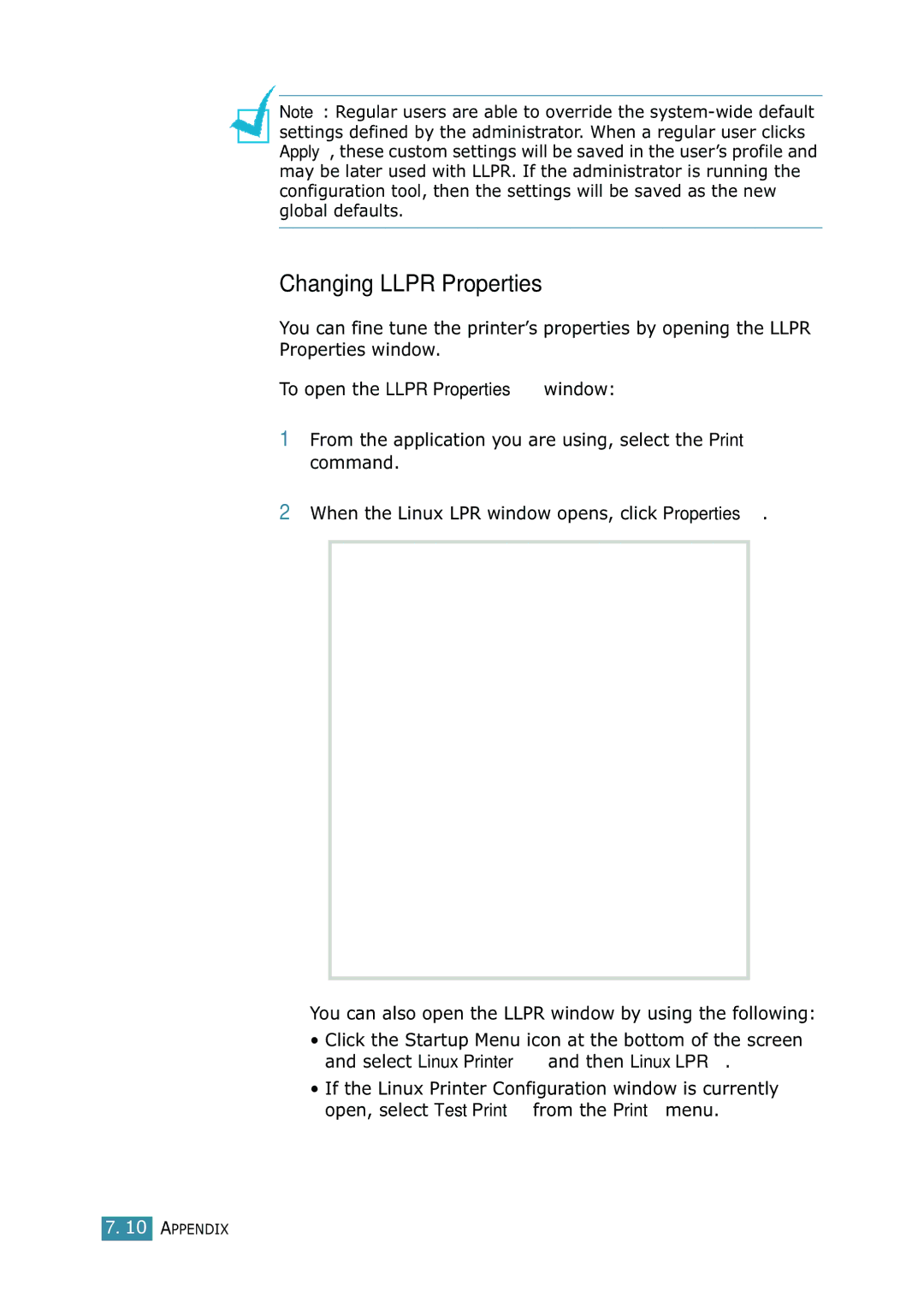 Samsung ML-1520 manual Changing Llpr Properties 