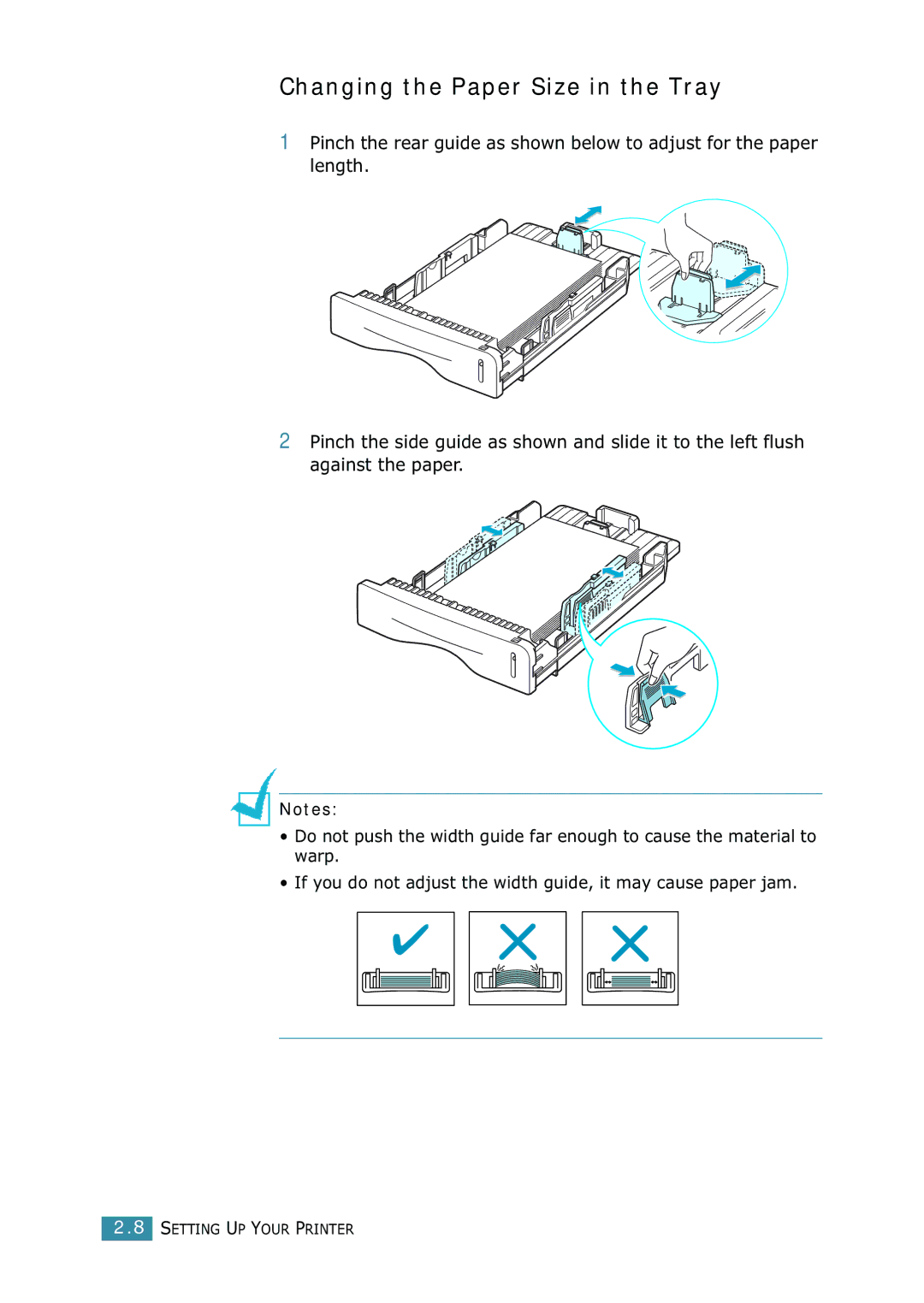 Samsung ML-1520 manual Changing the Paper Size in the Tray 