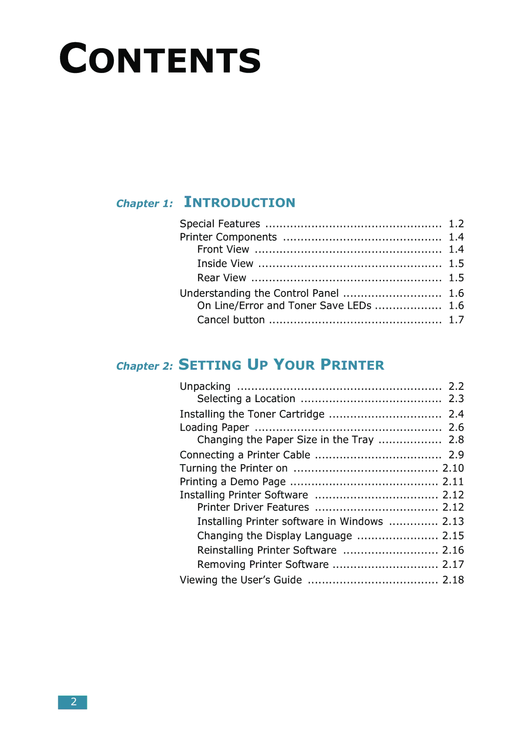 Samsung ML-1520 manual Contents 