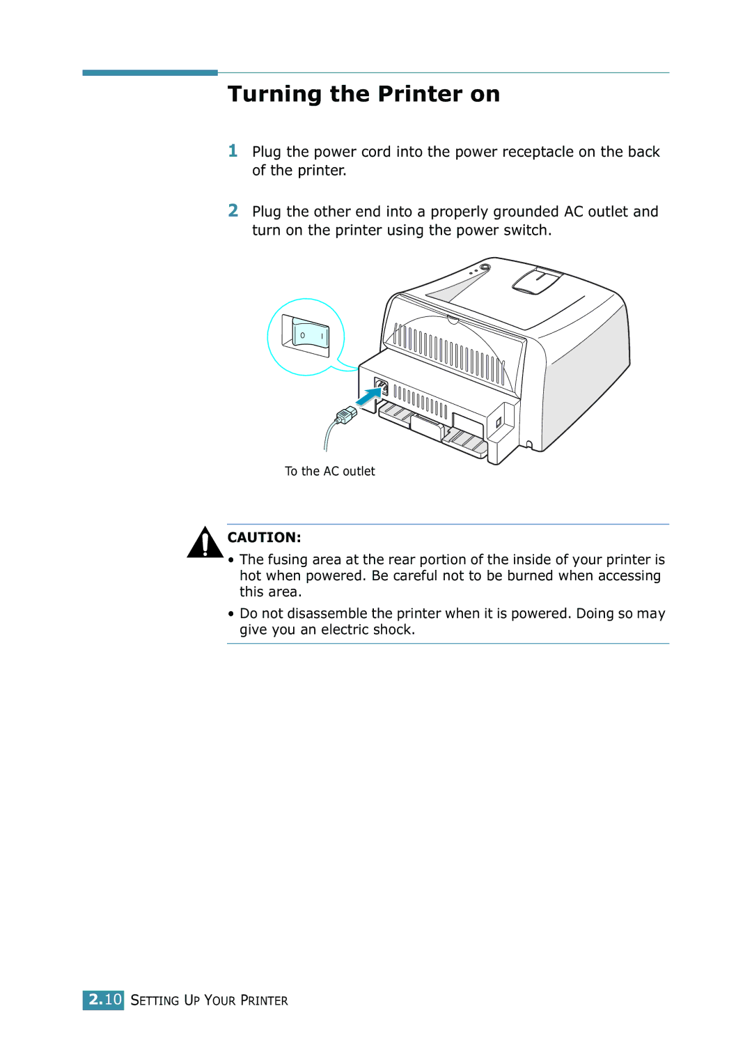 Samsung ML-1520 manual Turning the Printer on 