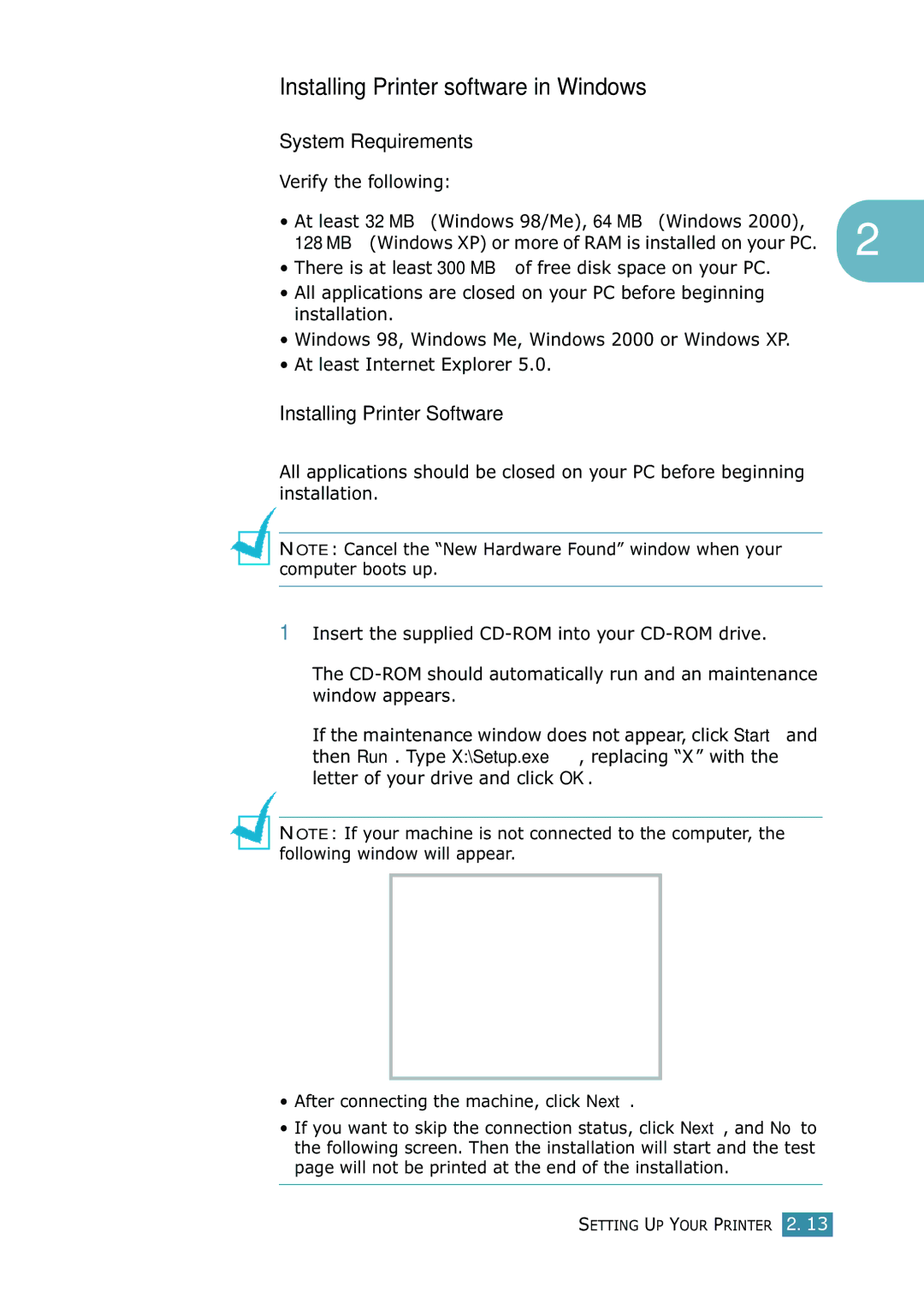 Samsung ML-1520 manual Installing Printer software in Windows, System Requirements, Installing Printer Software 