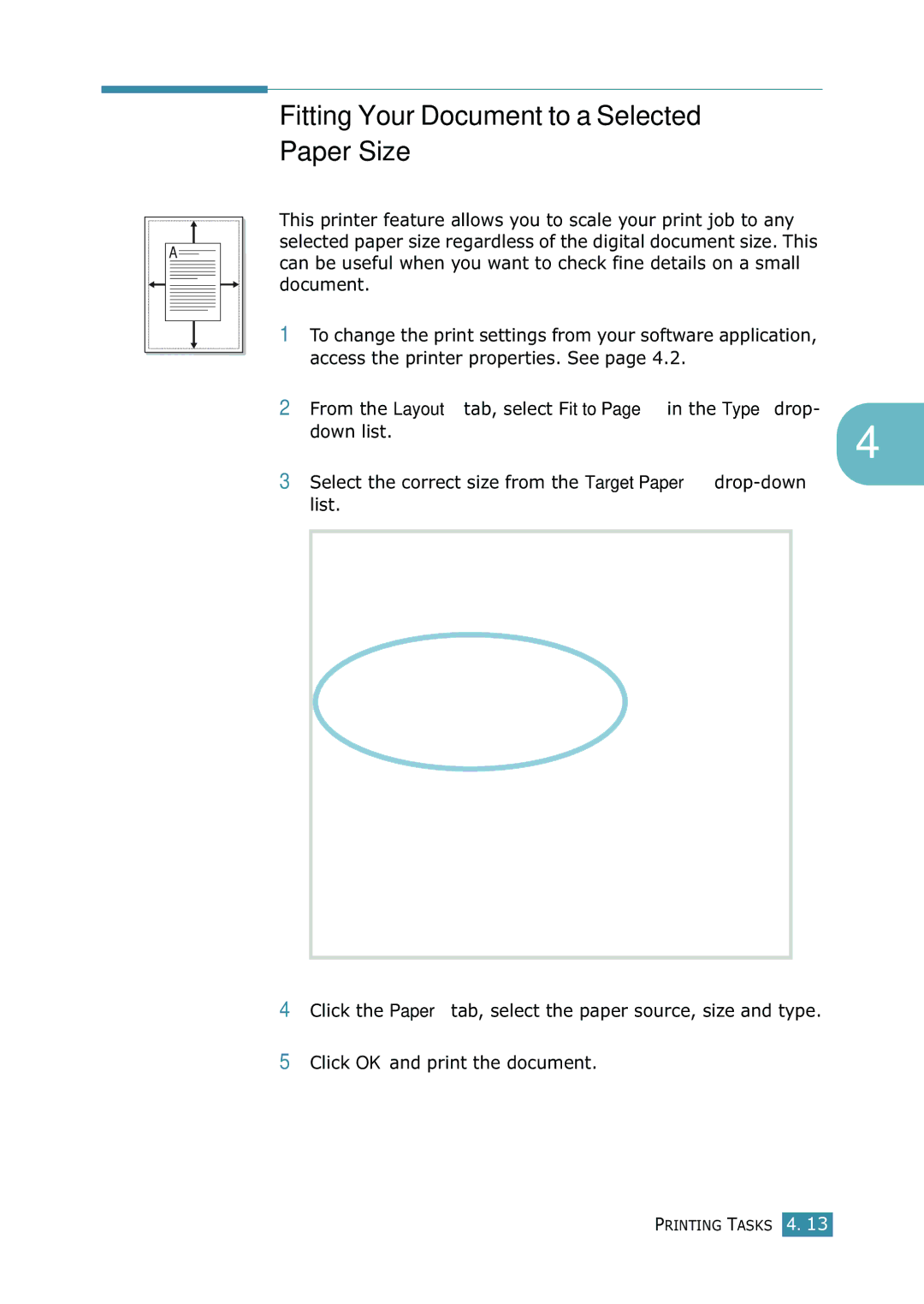 Samsung ML-1520 manual Fitting Your Document to a Selected Paper Size 