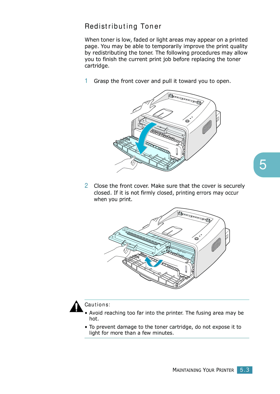 Samsung ML-1520 manual Redistributing Toner 