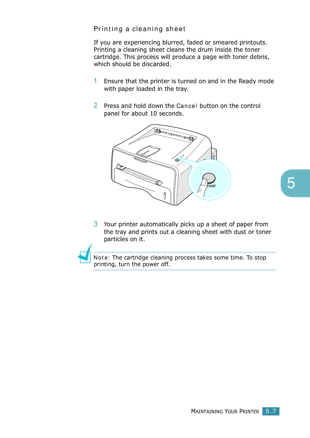 Samsung ML-1520 manual Printing a cleaning sheet 