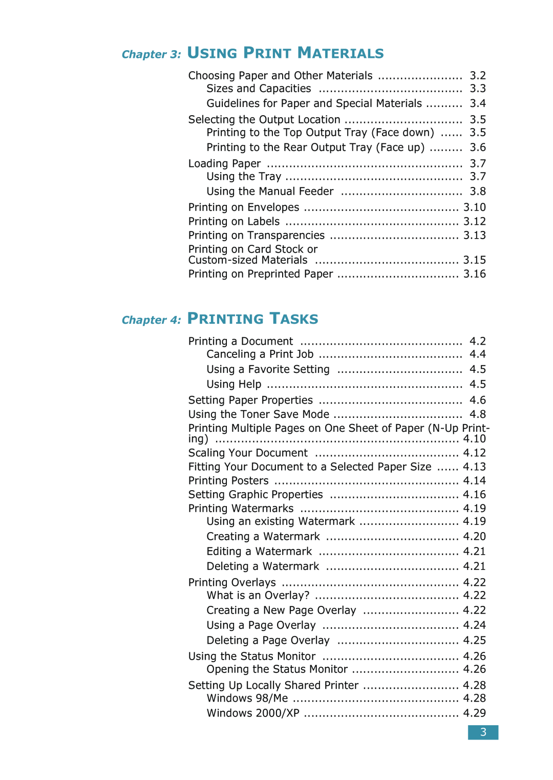 Samsung ML-1520 manual Using Print Materials, Printing Tasks 