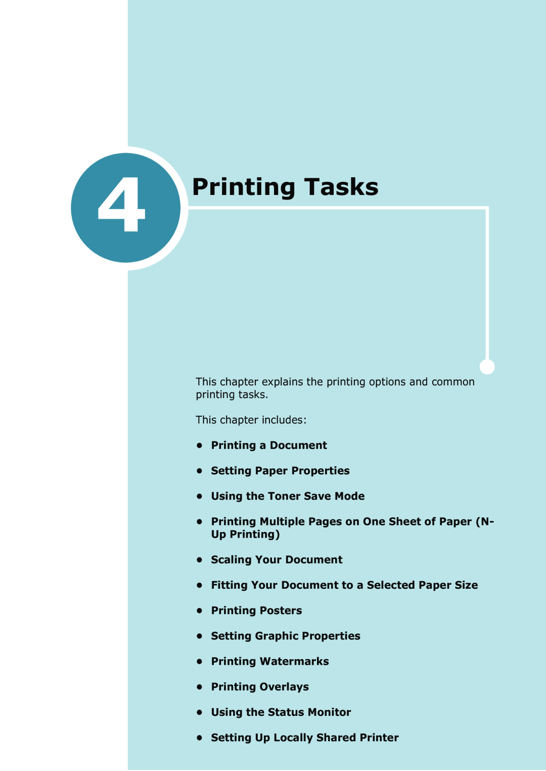 Samsung ML-1520 manual Printing Tasks, Printing a Document Setting Paper Properties, Using the Toner Save Mode 