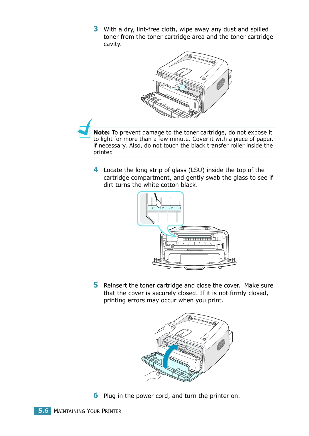 Samsung ML-1520 manual Plug in the power cord, and turn the printer on 