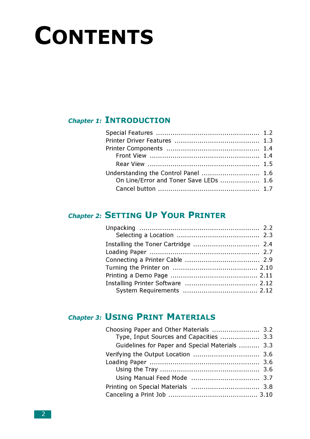 Samsung ML-1610 manual Contents 