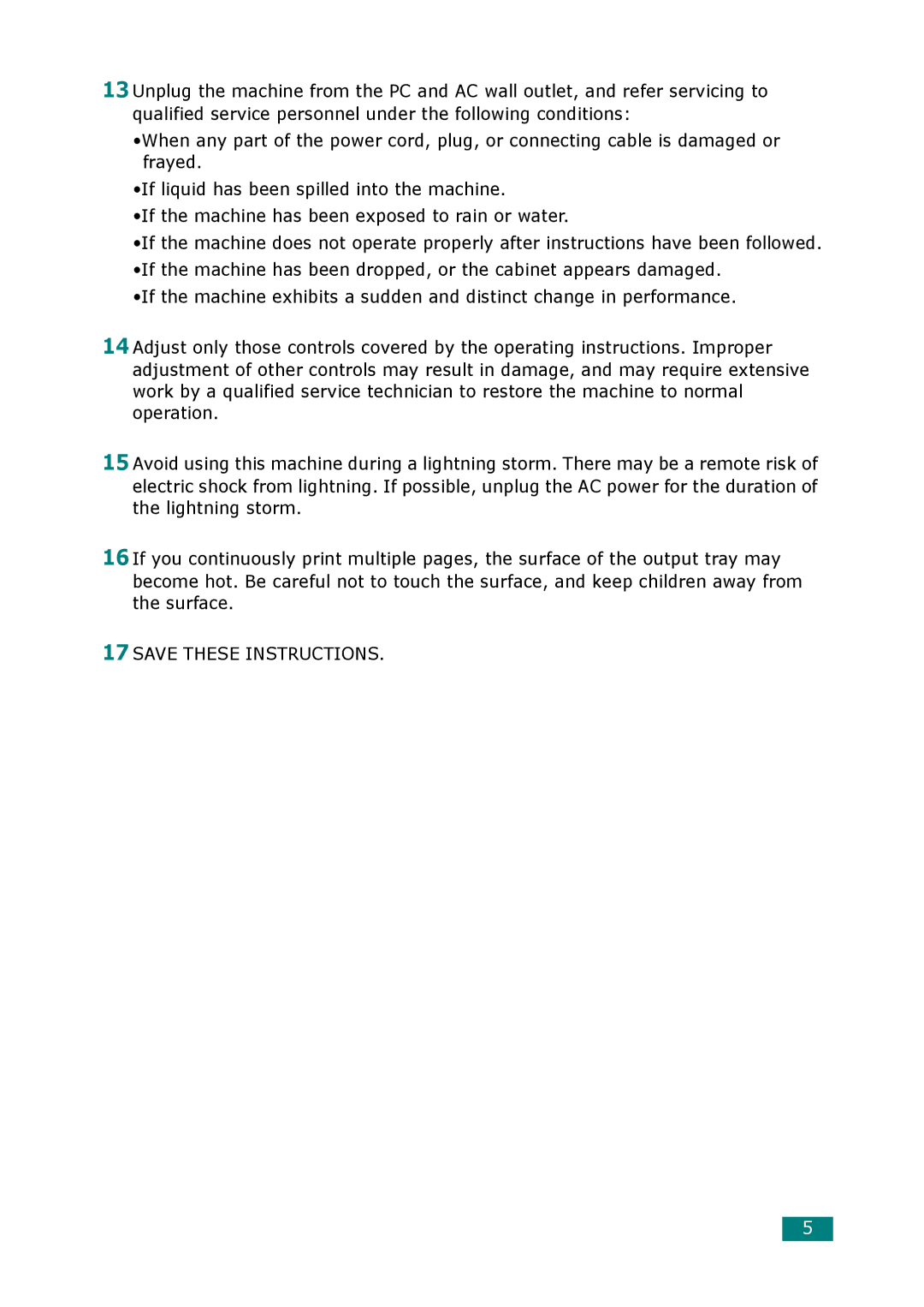 Samsung ML-1610 manual 17SAVE These Instructions 