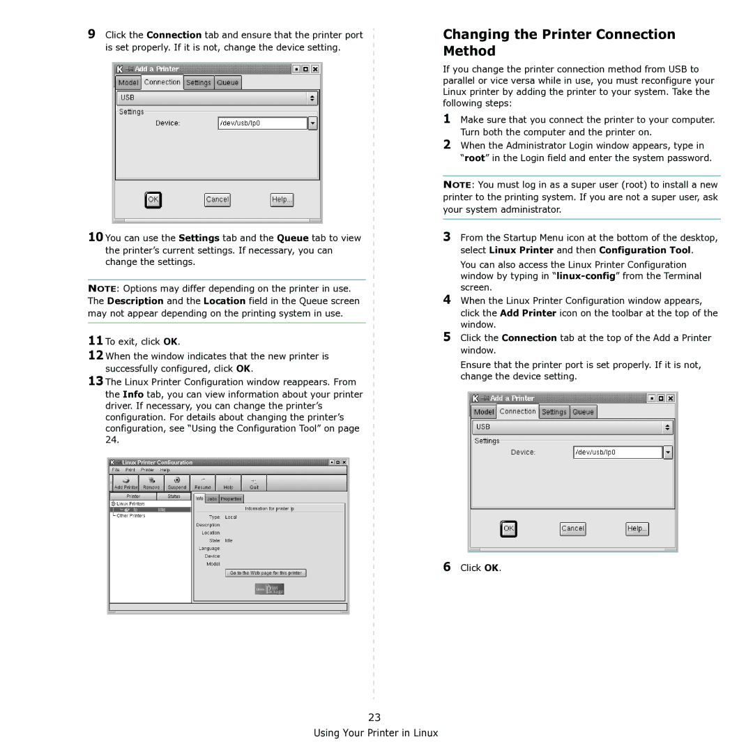 Samsung ML-1615 manual Changing the Printer Connection Method 