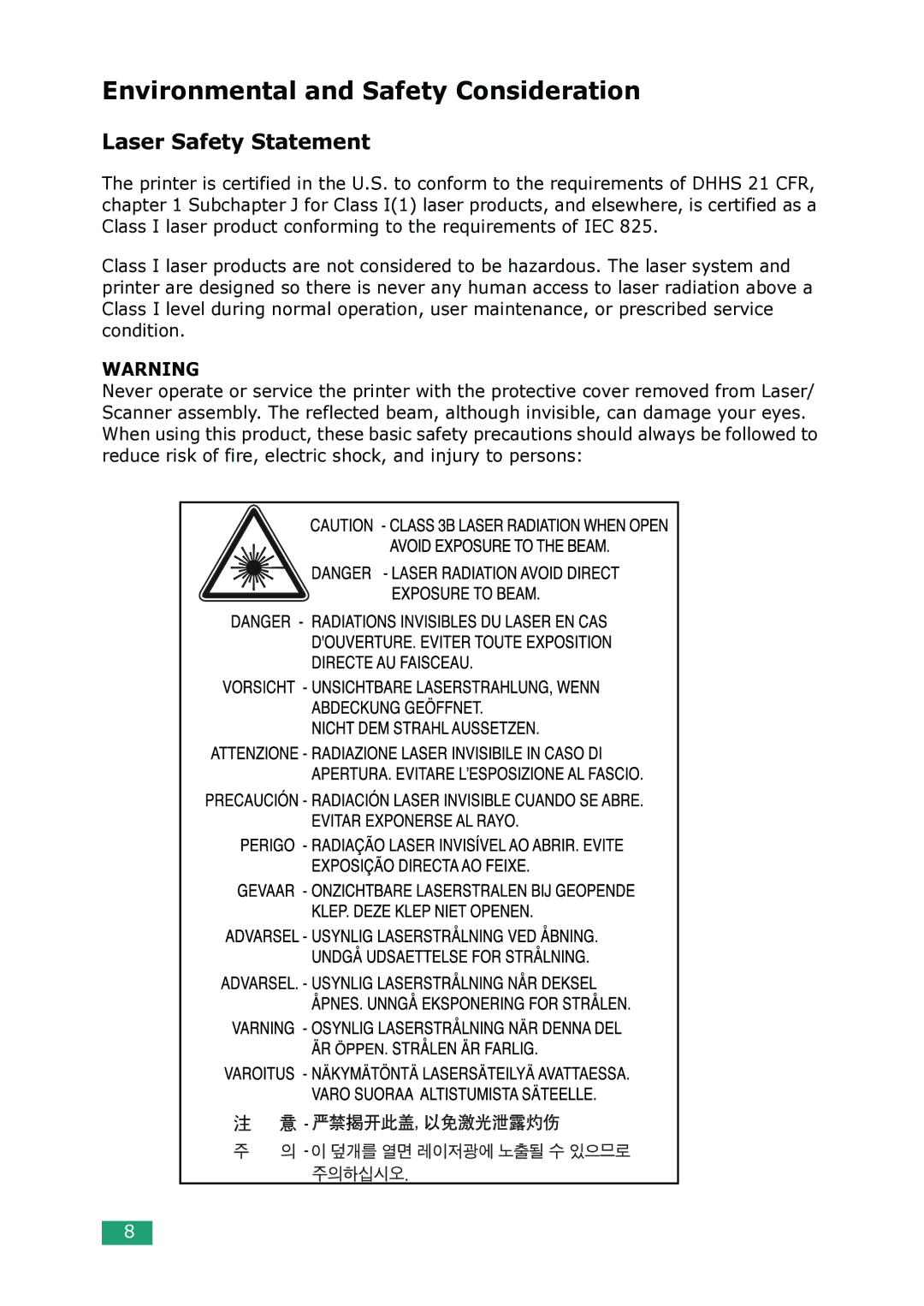 Samsung ML-1615 manual Environmental and Safety Consideration 