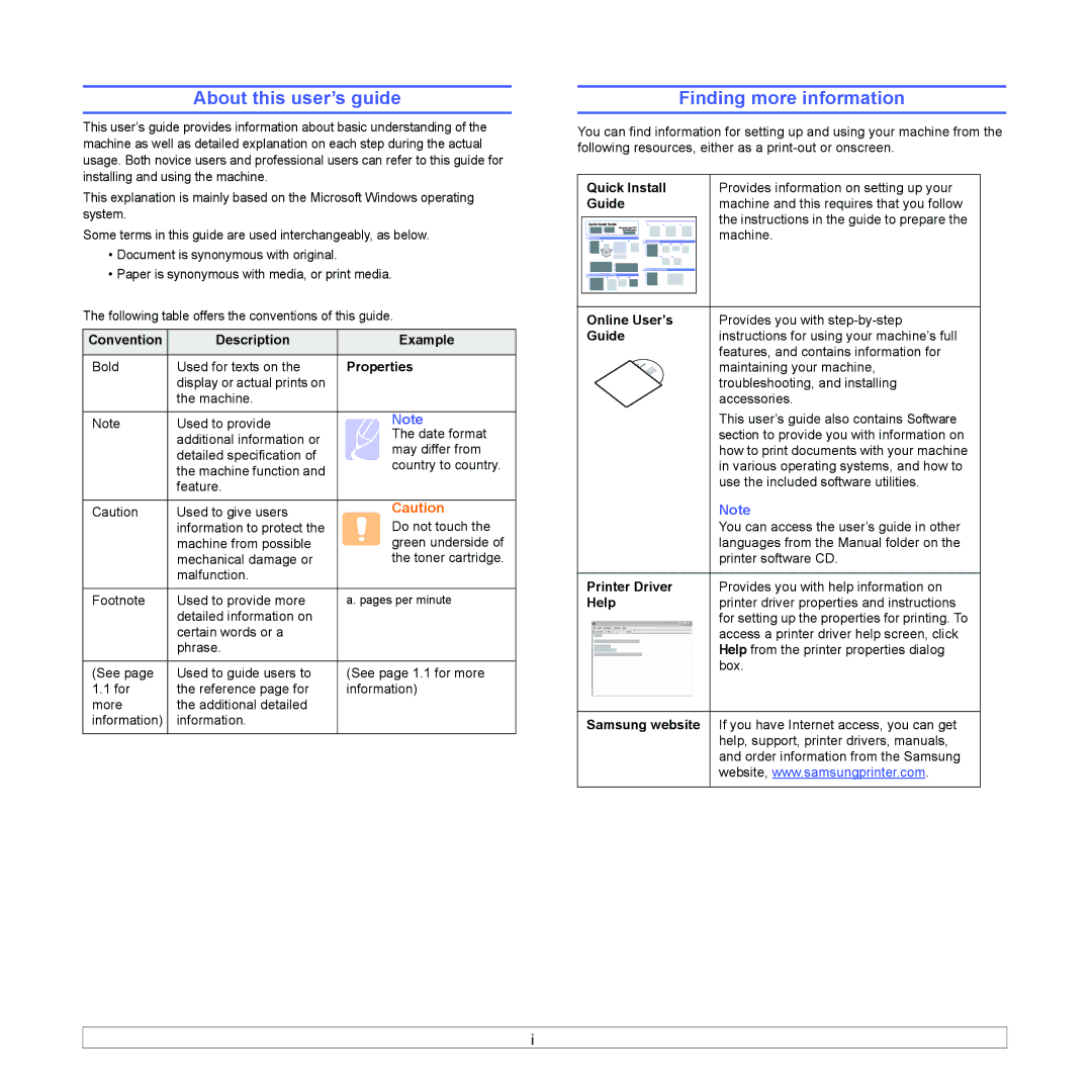 Samsung ML-1630 manual About this user’s guide, Finding more information 