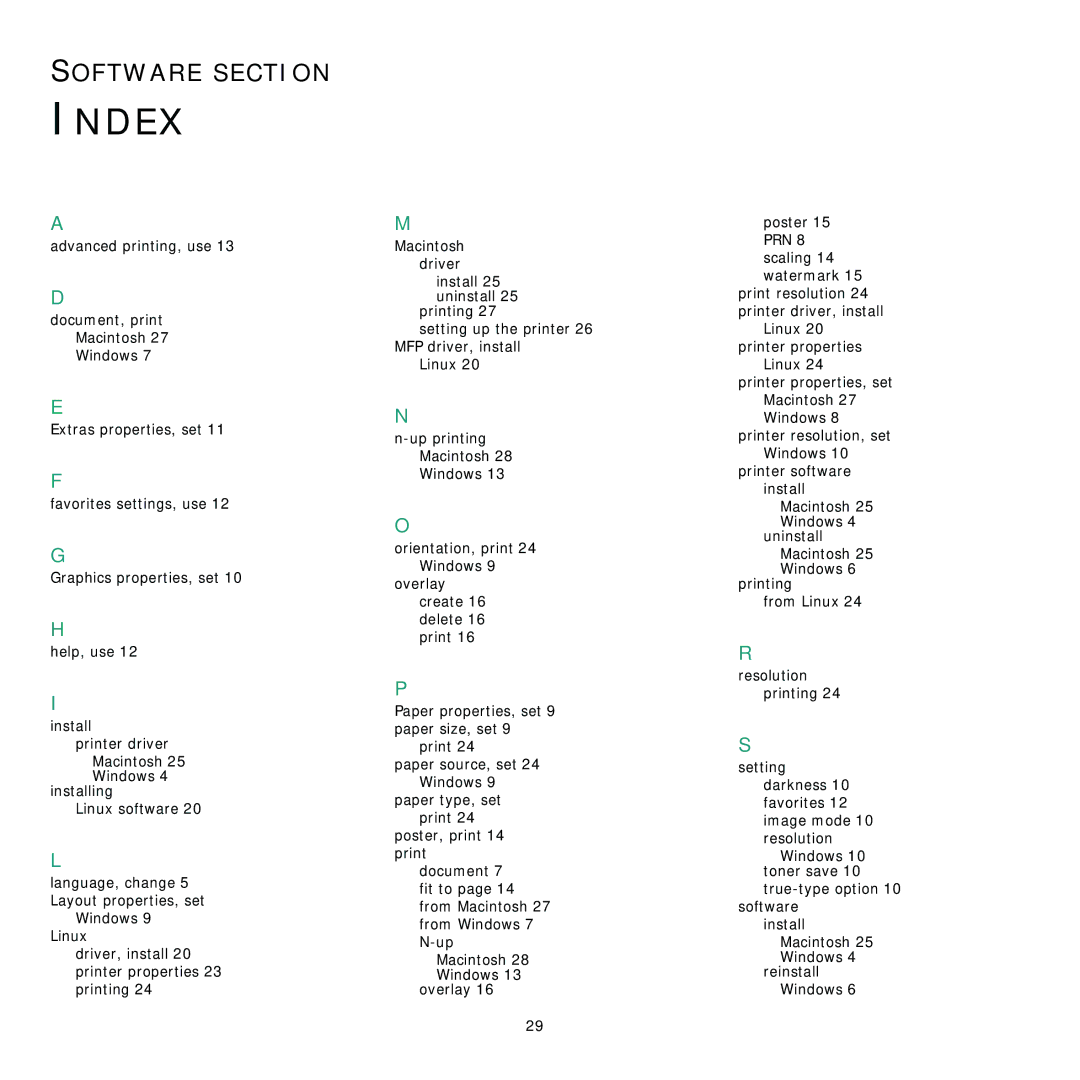 Samsung ML-1630 manual Index 