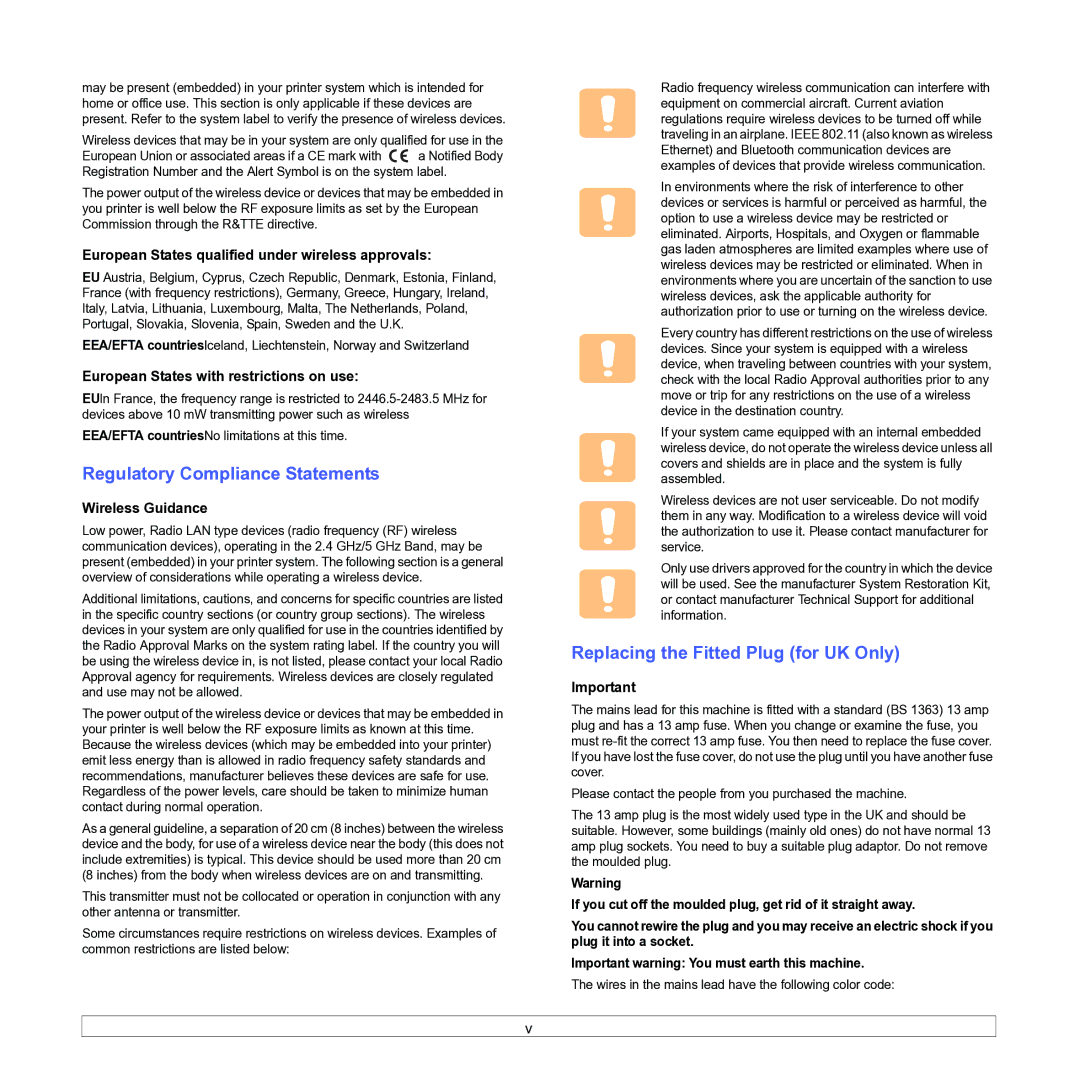 Samsung ML-1630W manual Regulatory Compliance Statements, Replacing the Fitted Plug for UK Only 