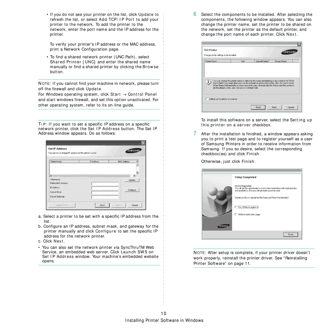 Samsung ML-1630W manual Installing Printer Software in Windows 