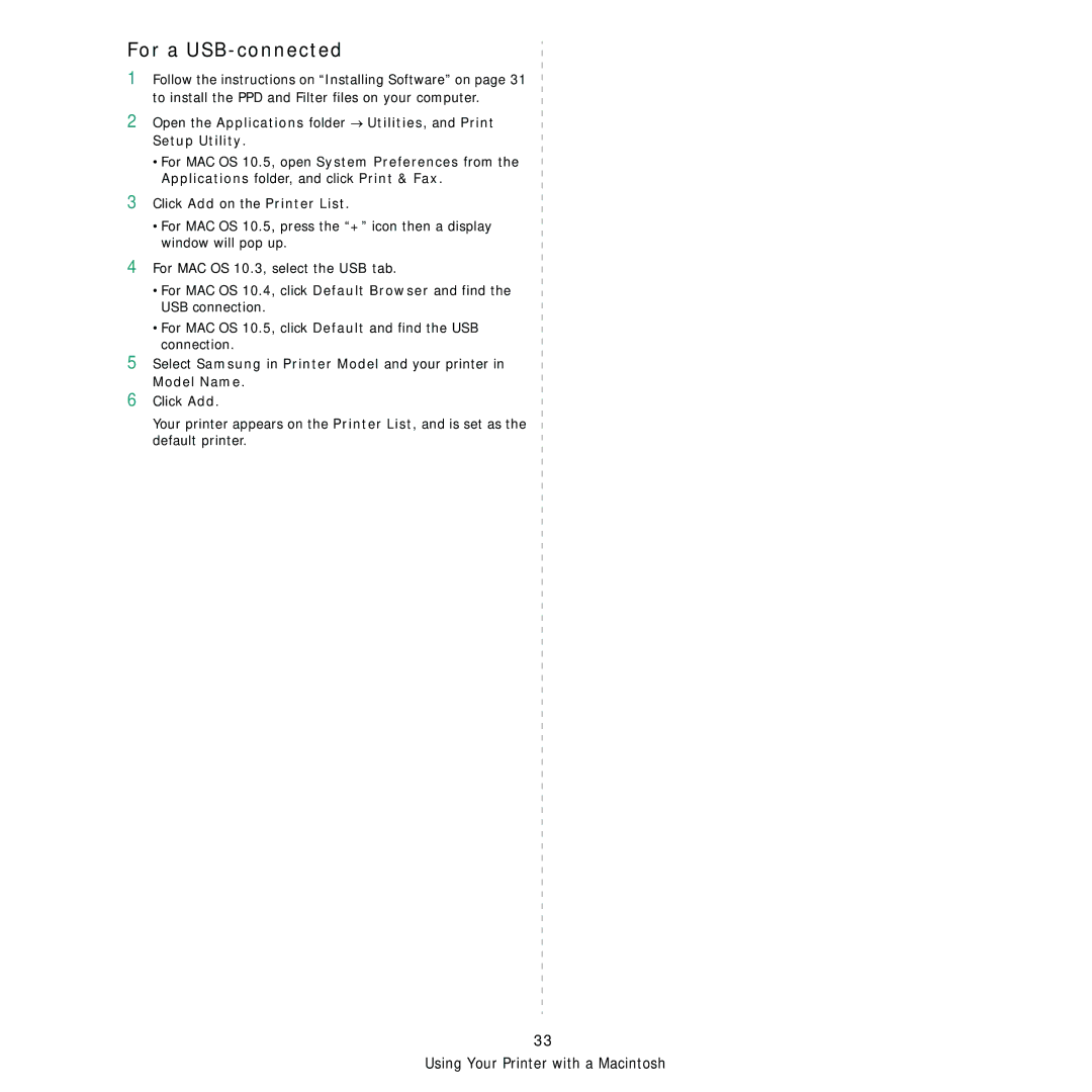 Samsung ML-1630W manual For a USB-connected 