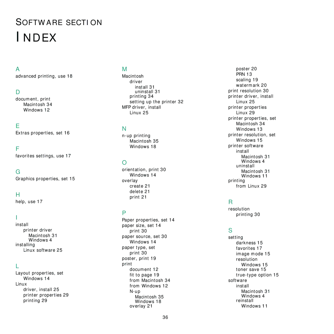 Samsung ML-1630W manual Index 