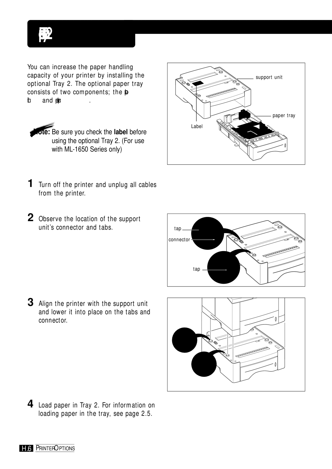 Samsung ML-1651N, ML-1650 manual Paper Tray, Turn off the printer and unplug all cables from the printer 