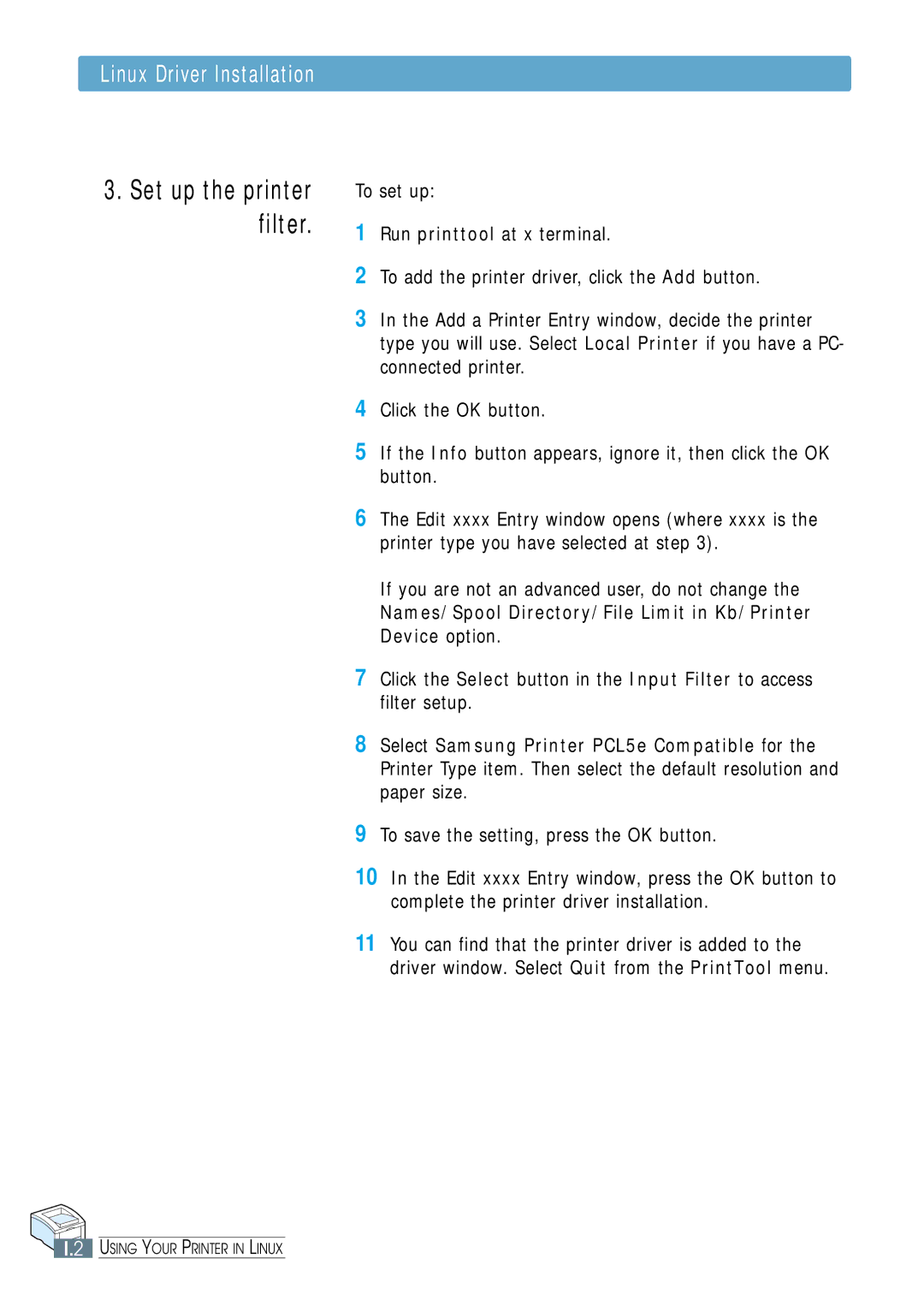 Samsung ML-1651N, ML-1650 manual Linux Driver Installation, If you are not an advanced user, do not change 