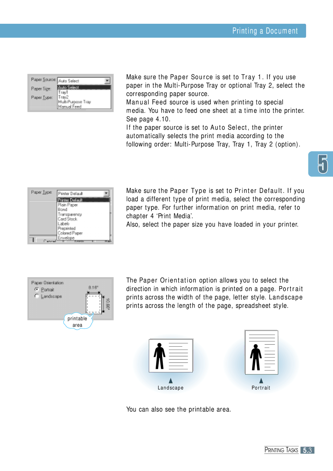 Samsung ML-1650, ML-1651N Also, select the paper size you have loaded in your printer, You can also see the printable area 