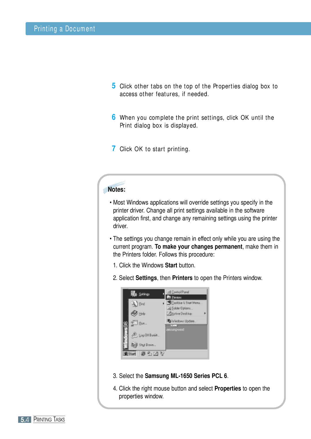 Samsung ML-1651N manual Select the Samsung ML-1650 Series PCL 