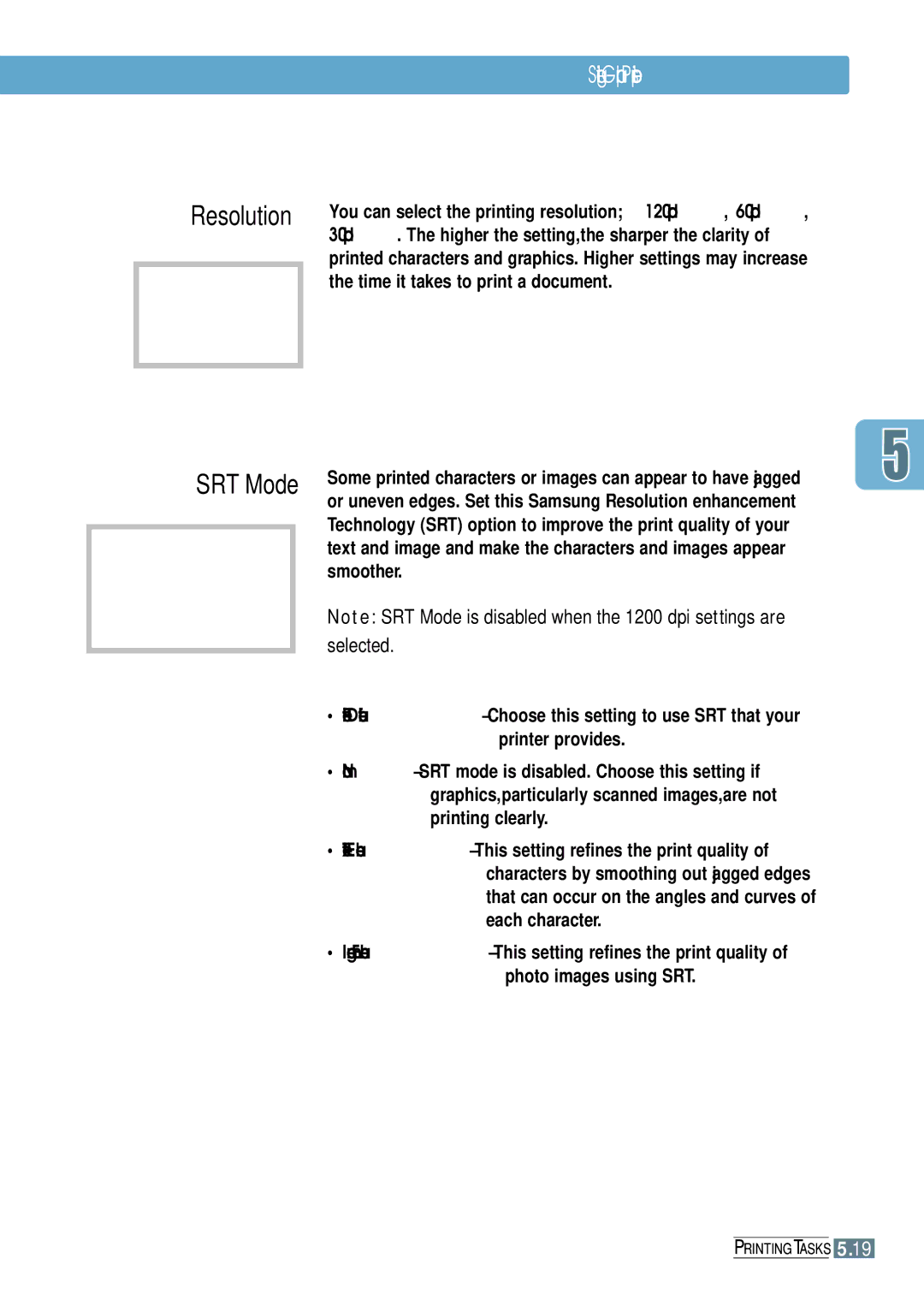 Samsung ML-1650, ML-1651N manual Resolution, Setting Graphic Properties 