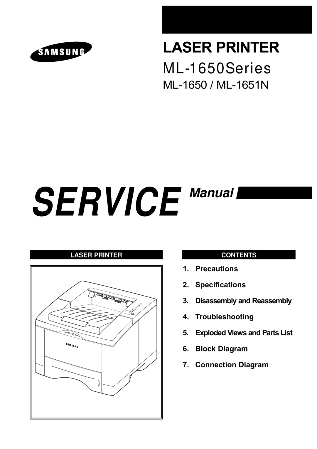 Samsung ML-1651N, ML-1650 specifications Laser Printer 