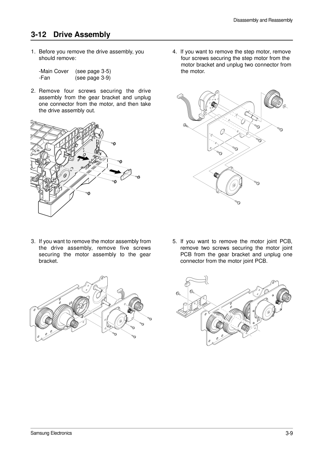 Samsung ML-1651N, ML-1650 specifications Drive Assembly 