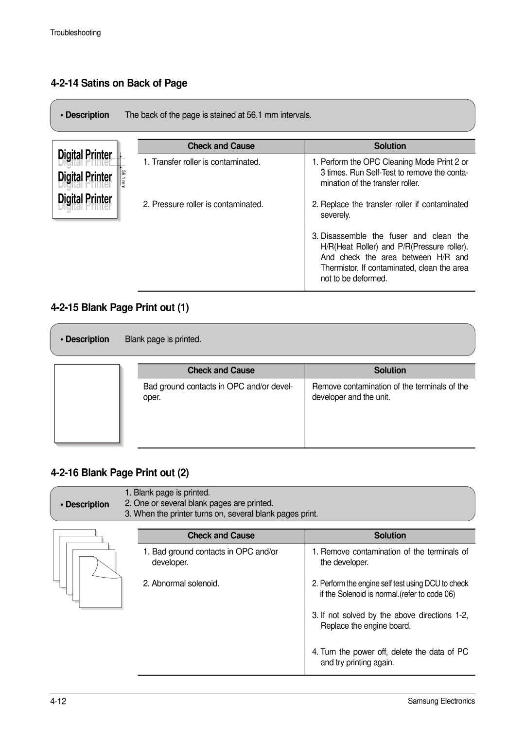 Samsung ML-1650, ML-1651N specifications Satins on Back, Blank Page Print out 