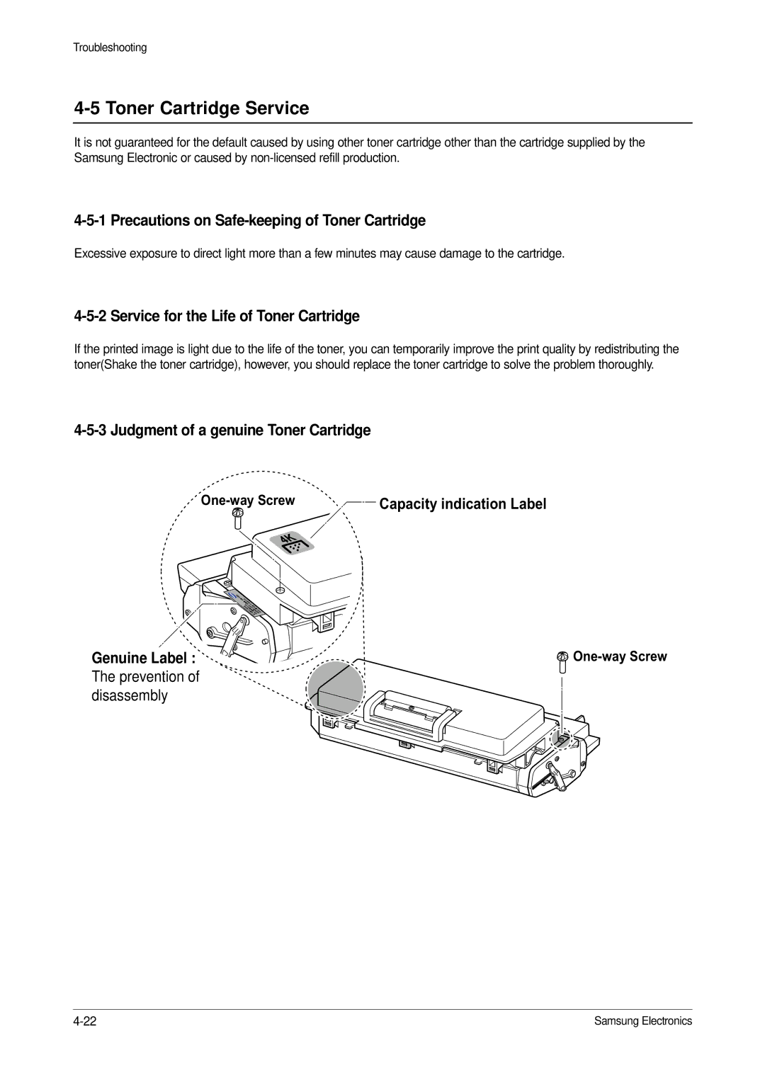 Samsung ML-1650, ML-1651N specifications Toner Cartridge Service 